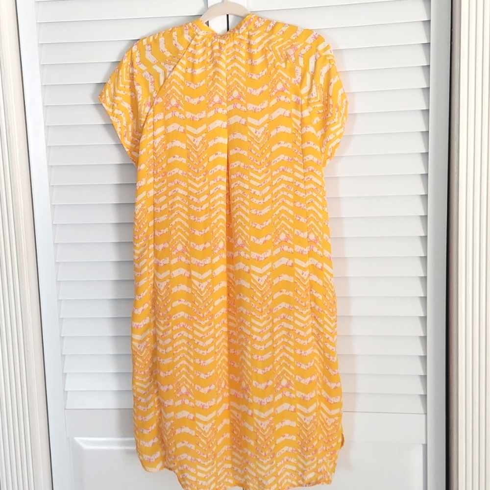 Gibson Latimer‎ Dress, Size M, Butter Yellow Print, Sheath, Lined, Cap Sleeves - Picture 4 of 5